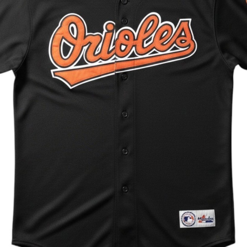 Majestic Vintage Baltimore Orioles MLB Jersey Black Orange Mesh Button Down XL - Picture 2 of 7